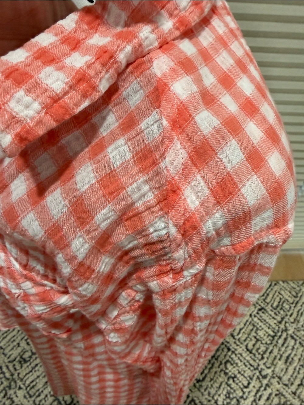 C&C California Coral and White Gingham Button-Up Shirt - Picture 3 of 6